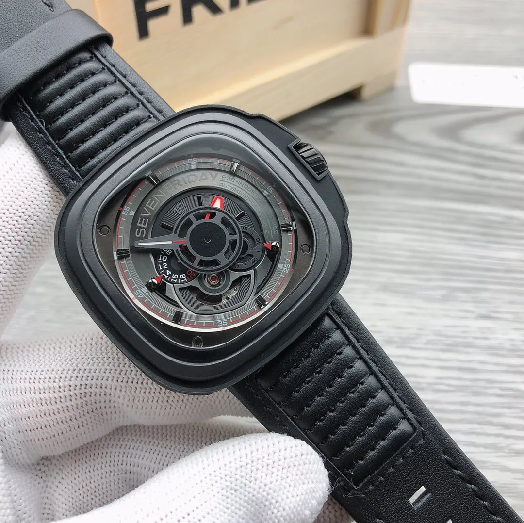 【Authentic Tmall】💰1640!  SevenFriday 🎮 Model: SF-P6B/01 Size: 47*13mm Movement: Original Japanese Citizen movement, sapphire glass, first-layer cowhide; pin buckle [naughty] real photos of the details of our own products, 🎮Full of fun pointer design, but not ugly at all. It also has a 24-hour display, clear and clear ~ recommended! Complete set brand new